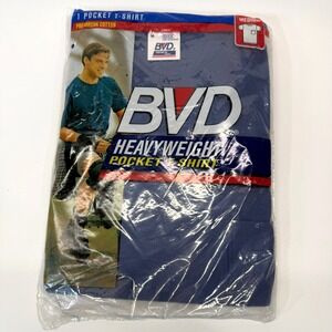 Vintage BVD Pocket Short Sleeve T Shirt Men Large 42-44 Blue 1996 90s